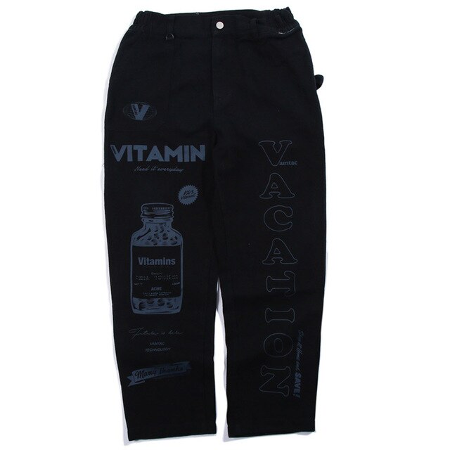 Men High Street Elastic Waist Fashion Baggy Hip Hop Style Men Streetwear-5